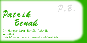 patrik benak business card
