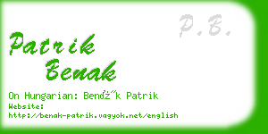 patrik benak business card